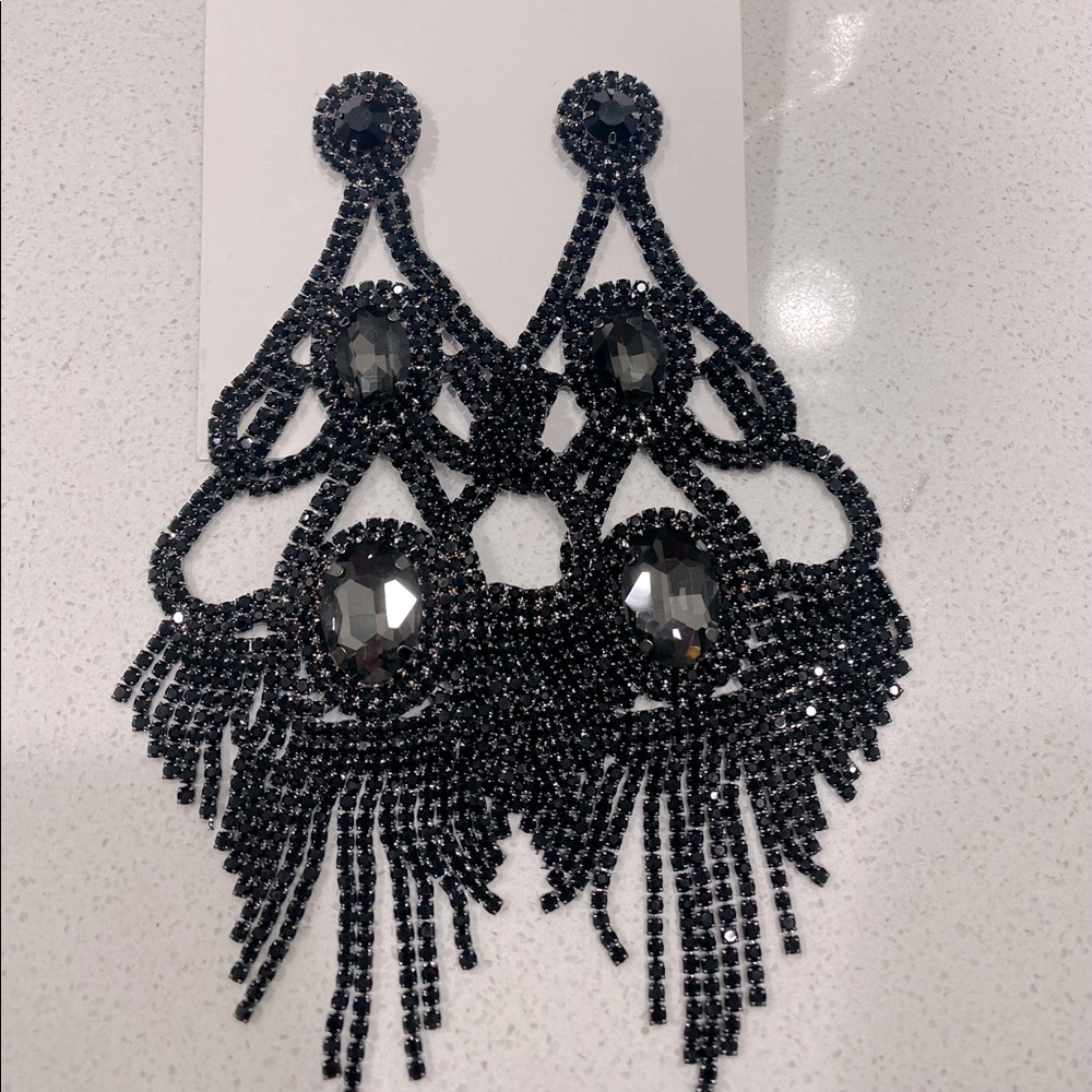 Black chandelier earrings